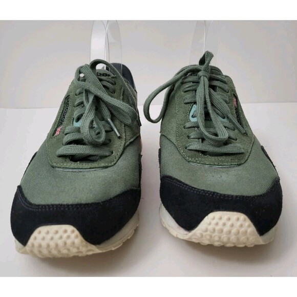 REEBOK Classic Sneakers Womens 8 Green Red Suede Canvas Low Profile - Picture 3 of 10